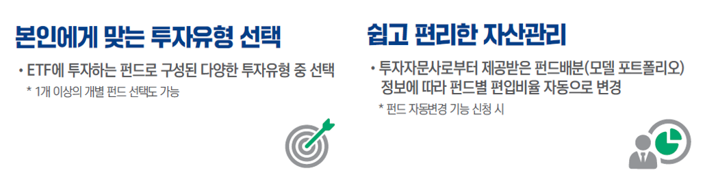 본인에게 맞는 투자유형 선택과 쉽고 편리한 자산관리 안내 이미지