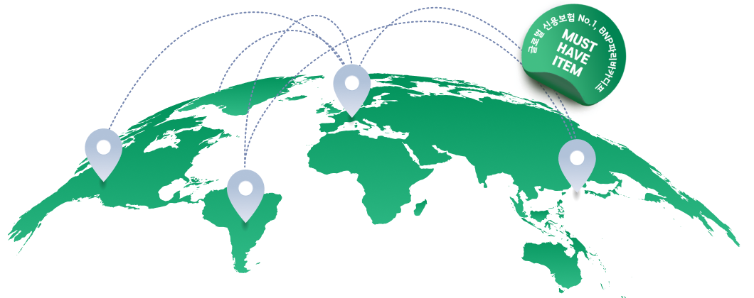 세계지도에서 bnp의 지사를 표시하고 있는 이미지